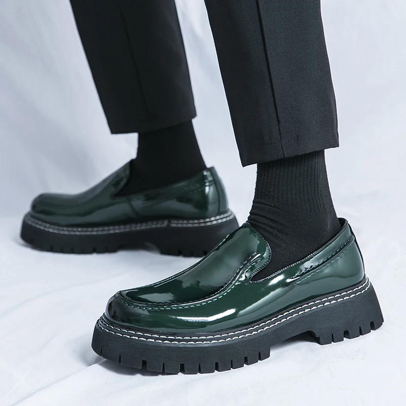 Men Shoes Official - Leather Designer Loafers Round Toe Slip-on