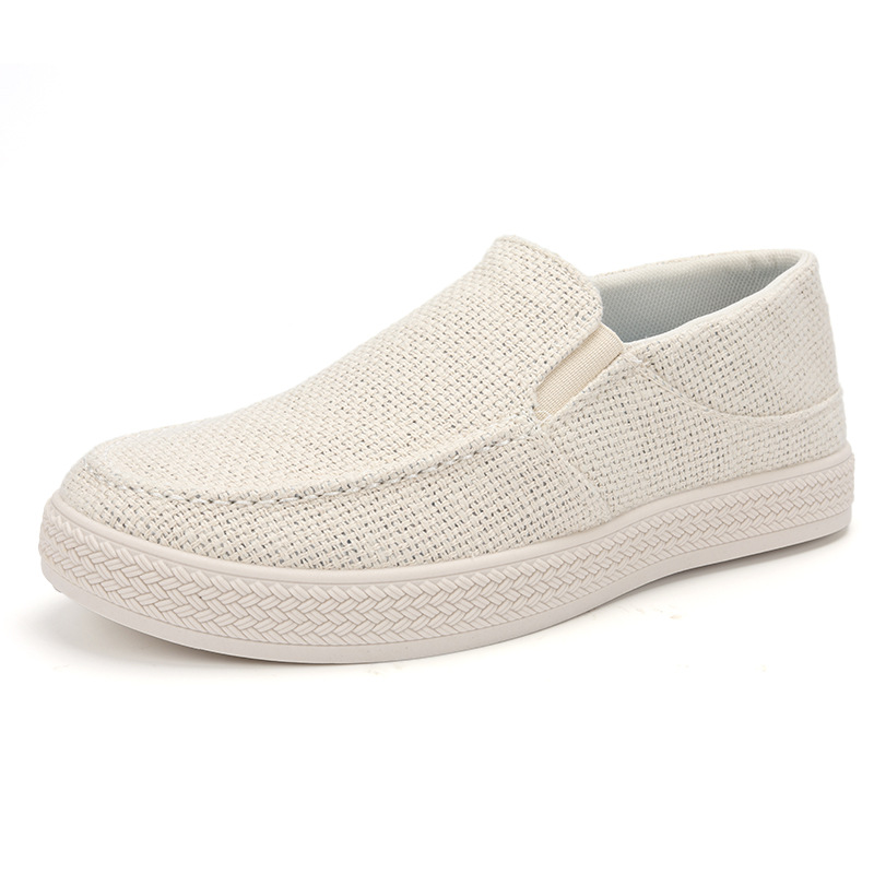 Men Shoes Loafers - Men Linen Slip On Loafers Breathable