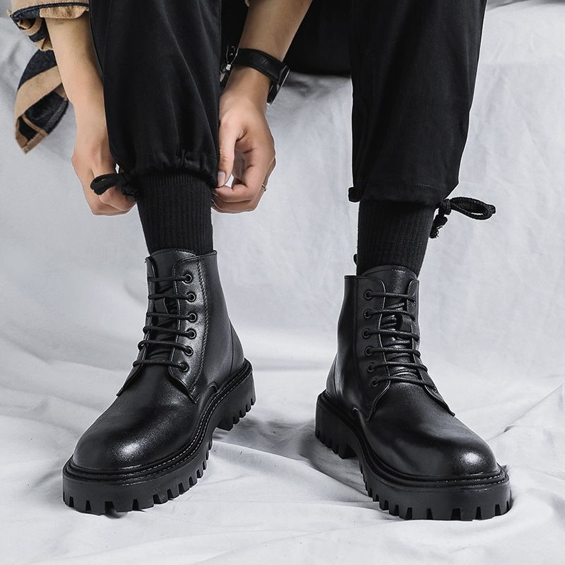 Men High Top Leather Boots Fas - огляд і ціна Men'S Shoes Height Increase