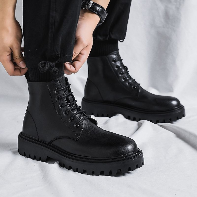 Men High Top Leather Boots Fas - огляд і ціна Men'S Shoes Height Increase