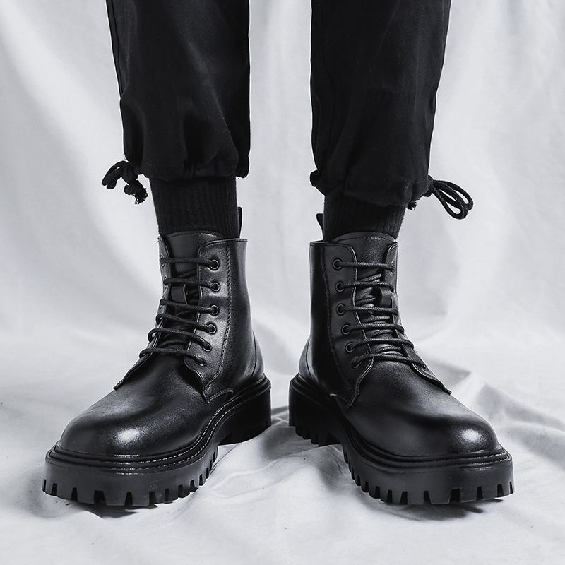 Men High Top Leather Boots Fas - огляд і ціна Men'S Shoes Height Increase
