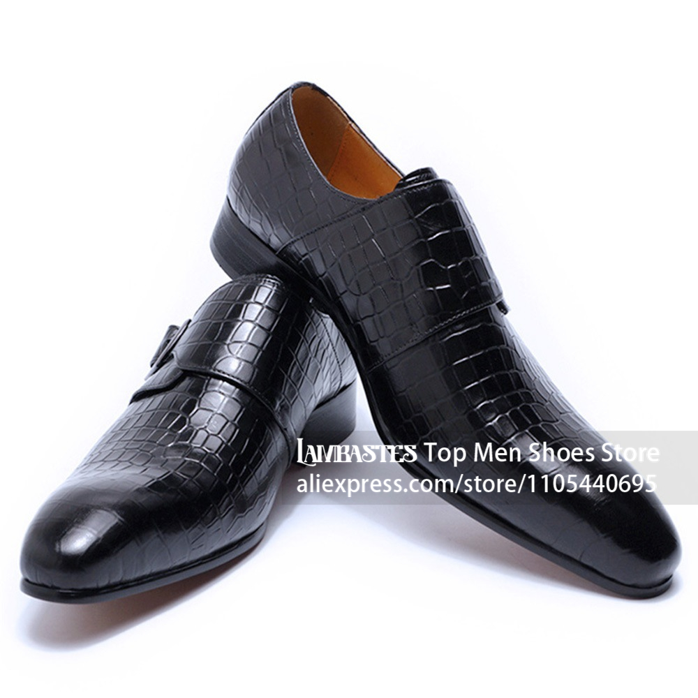 Crocodile Alligator Embossed L - огляд і ціна Men'S Shoes Navy Blue