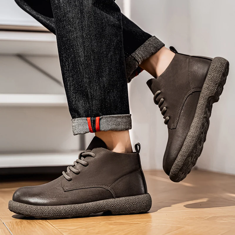 Men Ankle Boots Brown Short Bo - огляд і ціна Men Shoes Trends