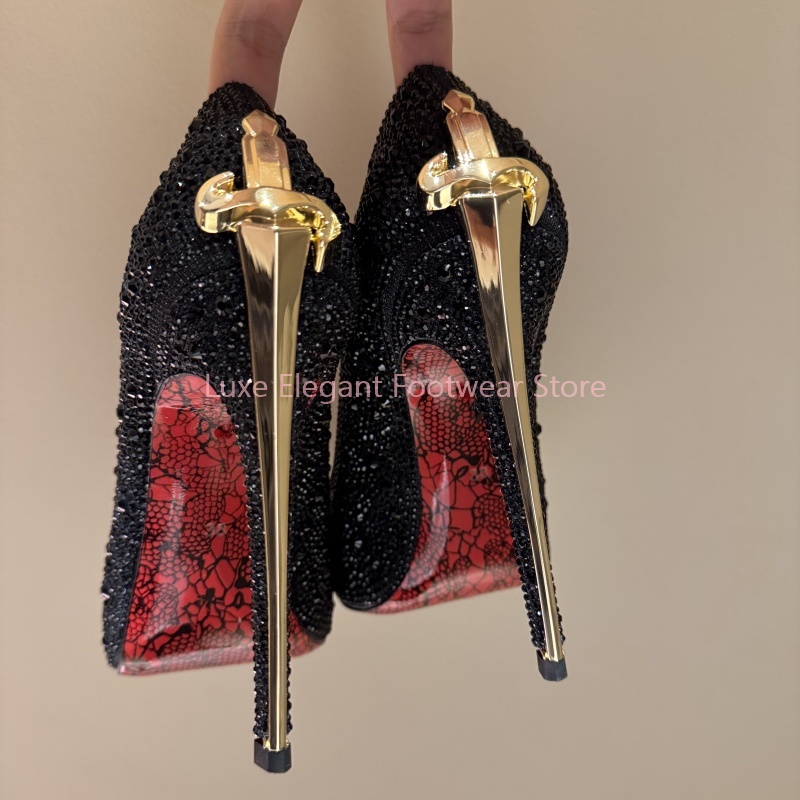 Gold Shiny Crystal Sword Shape - огляд і ціна Dress Shoe Pointed