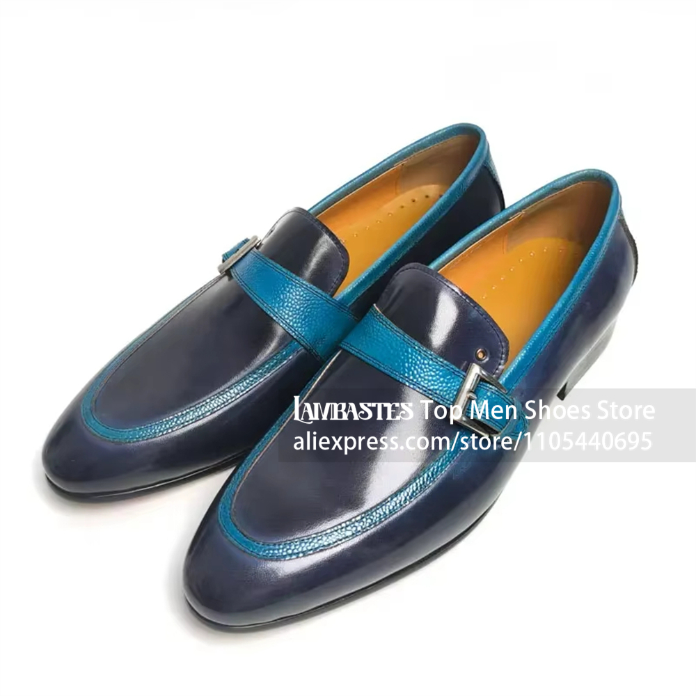 Navy Blue Contrast Buckle Penn - огляд і ціна Men'S Shoes Navy Blue
