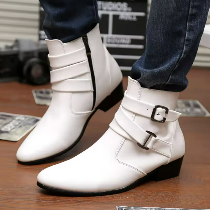 Luxury Men Boots Leather Chels - огляд і ціна Men'S Shoes Black And White