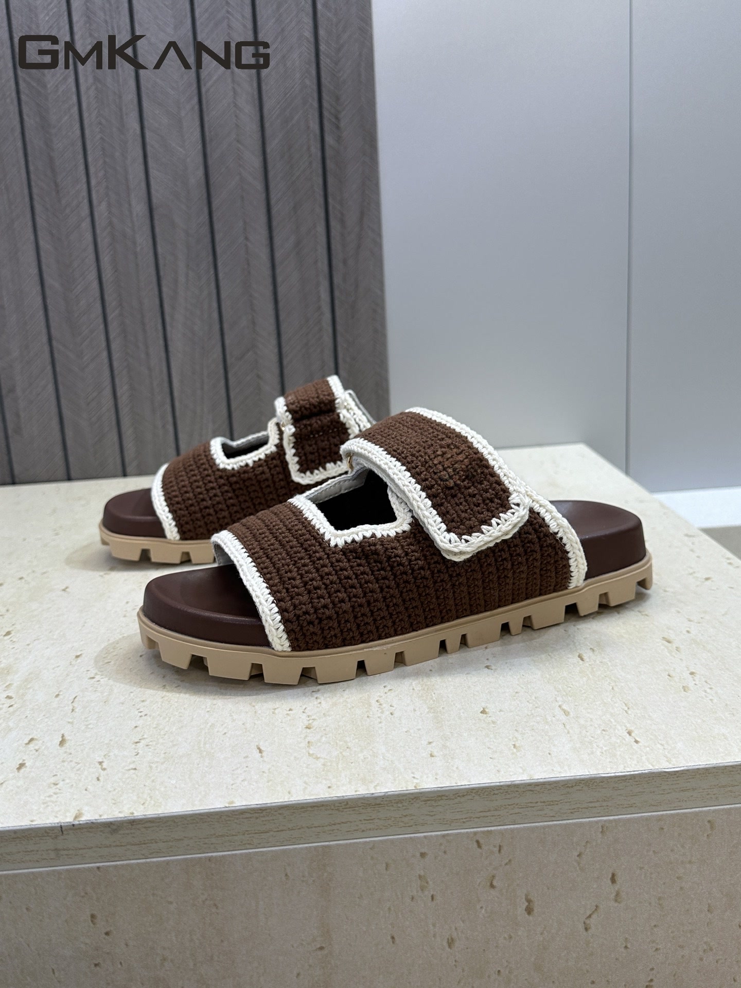 Women Knitted Slide Sandals Ve - огляд і ціна Velcro Strap Sandal