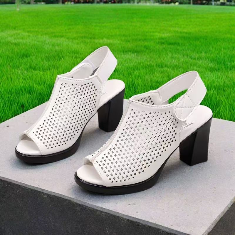 Women Big Size High Heel Peep  - огляд і ціна Velcro Strap Sandal