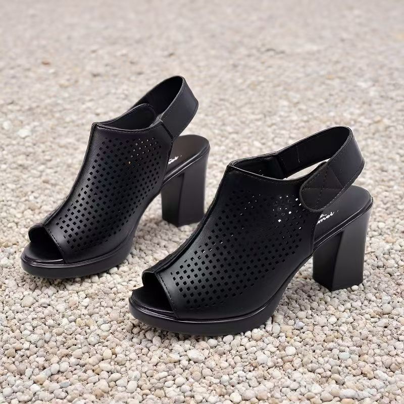 Women Big Size High Heel Peep  - огляд і ціна Velcro Strap Sandal