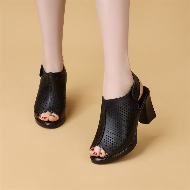 Women Big Size High Heel Peep  - огляд і ціна Velcro Strap Sandal