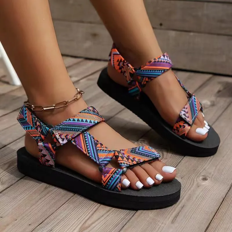 Women Ethnic Print Boho Platfo - огляд і ціна Velcro Strap Sandal